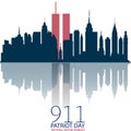 New York City Skyline with Twin Towers. 09.11.2001 American Patriot Day anniversary banner