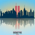 New York City Skyline with Twin Towers.  09.11.2001 American Patriot Day anniversary banner Royalty Free Stock Photo