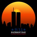 New York City Skyline with Twin Towers.  09.11.2001 American Patriot Day anniversary banner Royalty Free Stock Photo