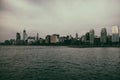 New York City skyline waterfront evening view