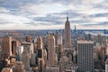 New York City skyline with urban skyscrapers at sunset. Midtown, Manhattan, New York, Unites States. Royalty Free Stock Photo