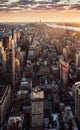 New York City skyline with urban skyscrapers at sunset Royalty Free Stock Photo