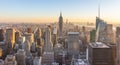 New York City skyline with urban skyscrapers at sunset, USA. Royalty Free Stock Photo