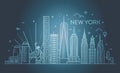 New York city skyline, vector illustration, flat design Royalty Free Stock Photo