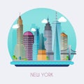 New York City. Skyline and vector landscape of buildings and the Royalty Free Stock Photo