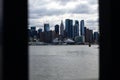 New York City Skyline view through a fence