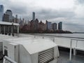 New York city skyline view from ferry Royalty Free Stock Photo