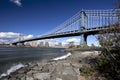 The New York City skyline w Manhattan Bridge Royalty Free Stock Photo