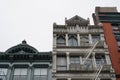 New York City SOHO building facades with fire escape stairs Royalty Free Stock Photo