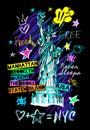 New York city statue of liberty, NY. Doodle hand drawn vector illustration Royalty Free Stock Photo