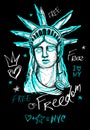 New York city statue of liberty, NY. Doodle hand drawn vector illustration Royalty Free Stock Photo