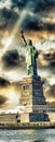 New York City, The Statue of Liberty at sunset with a beautiful colorful sky Royalty Free Stock Photo