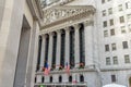 New York City Stock Exchange Building in the Financial District of Lower Manhattan. The World`s Largest. Royalty Free Stock Photo