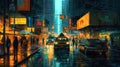 New York City street, night China Town, ai generative Royalty Free Stock Photo