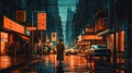 New York City street, night China Town, ai generative Royalty Free Stock Photo