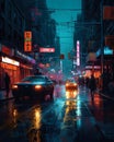 New York City street, night China Town, ai generative Royalty Free Stock Photo