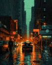 New York City street, night China Town, ai generative Royalty Free Stock Photo