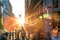 New York City street scene with abstract blurred people Royalty Free Stock Photo