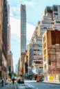 New York City,  Street Scene and Apartment Buildings of Midtown Manhattan in  Sunny Daylight Royalty Free Stock Photo