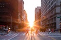 New York City street scene with crowds of people