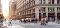 New York City street scene with crowds of people walking in Midtown Manhattan Royalty Free Stock Photo