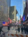 New York City street at sunset time. Old scenic street in TriBeCa district in Manhattan. Royalty Free Stock Photo