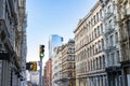 New York City street view with old historic buildings in the SoHo neighborhood of New York City Royalty Free Stock Photo