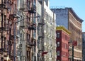 New York City style apartment buildings along Mott Street in the