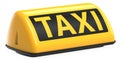 New York City style taxi sign for cab Isolated on white background. 3d rendering Illustration of Yellow Taxi sign on Royalty Free Stock Photo