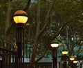 New York City Subway Entrance Lamps NYC Street Lights Background Royalty Free Stock Photo