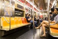 New York city subway with passengers Royalty Free Stock Photo