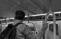 New York City Subway People Taking Subway Car to Work Black and White Royalty Free Stock Photo