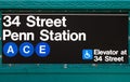 New York City Subway Sign Penn Station 34th Street Royalty Free Stock Photo