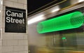 New York City Subway Station Canal Street MTA Platform Fast Speed Train Royalty Free Stock Photo