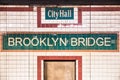 New York City Subway Station City Hall Brooklyn Bridge Royalty Free Stock Photo