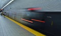 New York City Subway Train Arriving at Station Fast Speed