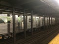New York City Subway Train at Station Royalty Free Stock Photo