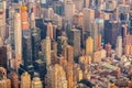 New York city at sunset aerial view