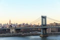 New York city sunset with focus on Manhattan Bridge Royalty Free Stock Photo