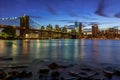 New York City Sunset Landscape with Brooklyn Bridge, USA