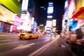 New York City Taxi, in Motion, Times Square, NYC, USA Royalty Free Stock Photo