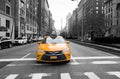 New York City taxi in yellow color in the traffic light Royalty Free Stock Photo