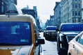 New York City Tourist Attraction Yellow Taxi Cabs Rush Hour City Scape Royalty Free Stock Photo