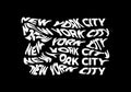 New York City typography text or slogan with wavy letters. T-shirt graphic with ripple or glitch effect.