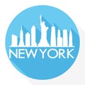New York City United States Of America USA Round Icon Vector Art Flat Shadow Design Skyline City Silhouette Template Logo Royalty Free Stock Photo