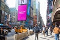 New York City, United States - November 2, 2017: Citylife and traffic on Manhattan`s avenue near Times Square Royalty Free Stock Photo