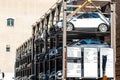 New York City, United States - September 18, 2022 Multi-level elevator metal parking in midtown Manhattan