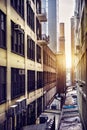 New York City urban city building under sunset light Royalty Free Stock Photo