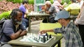 New York City, US - June 28, 2016 Playing chess is very popular in Bryant Park in New York City
