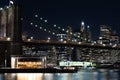 New York City empty streets. NYC skyline with Brooklyn bridge at night Royalty Free Stock Photo